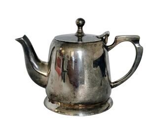 Vintage Silver Plated? Tea Pot Kettle Coffee Serving Hinged Lid Small India 492g